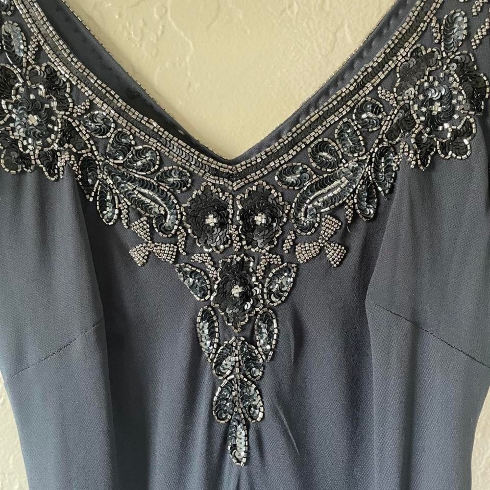 VTG 90s Y2K Gray Beaded Fairy Grunge Whimsigoth Handkerchief Hem Formal Dress 10 - Picture 4 of 7